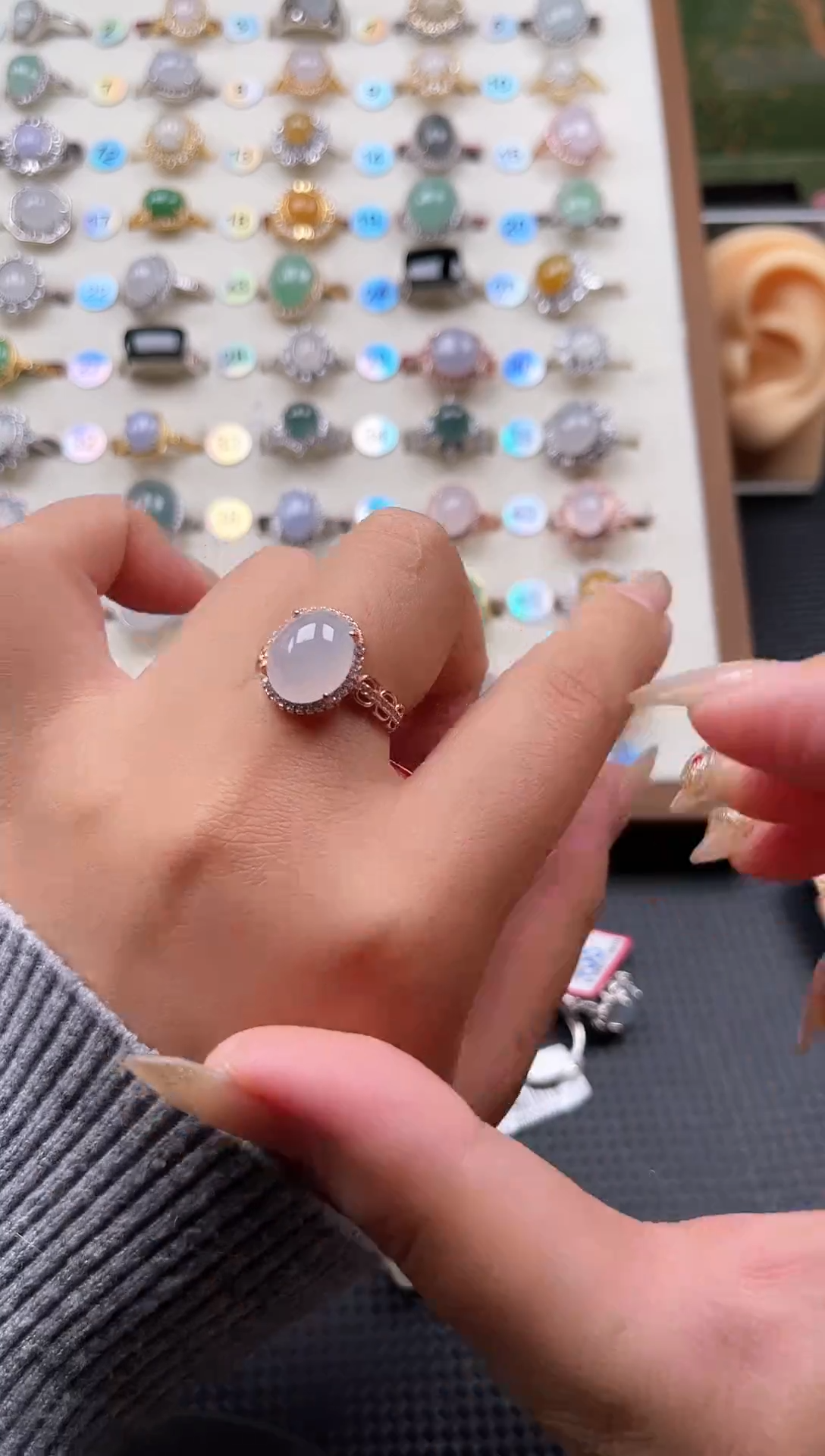 【闪购商品】翡翠戒指银S925镶嵌天然A货翡翠戒指