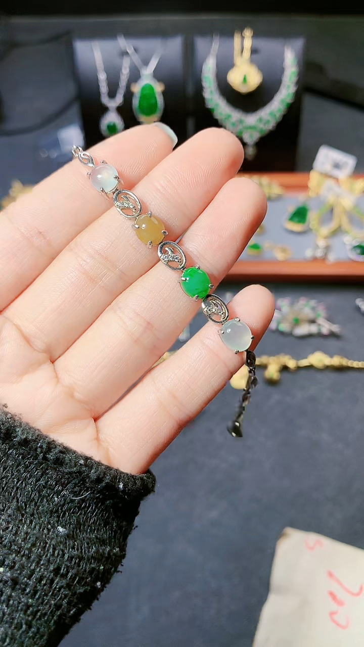 【闪购商品】翡翠手链银S925镶嵌手链