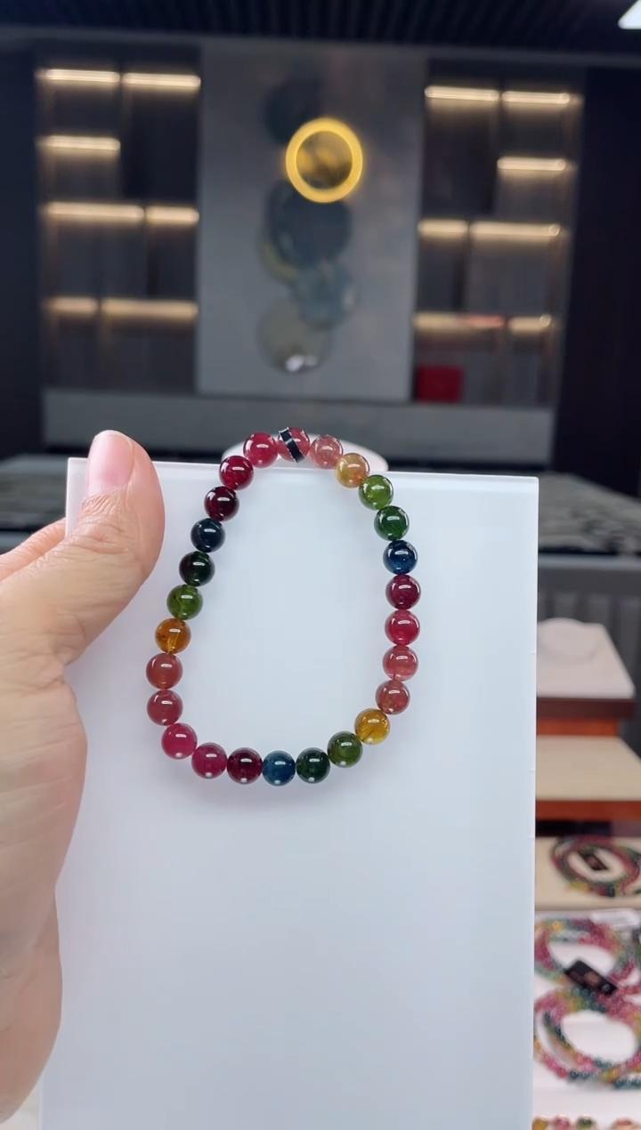 未镶嵌老矿碧玺单圈手串7mm+碧玺（多样性发一条）Q