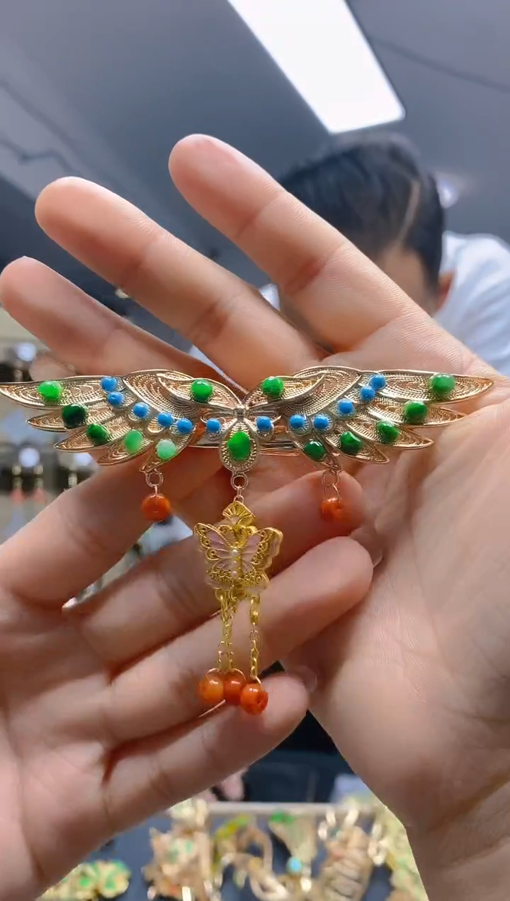 【闪购商品】翡翠耳饰合金406翡翠发簪