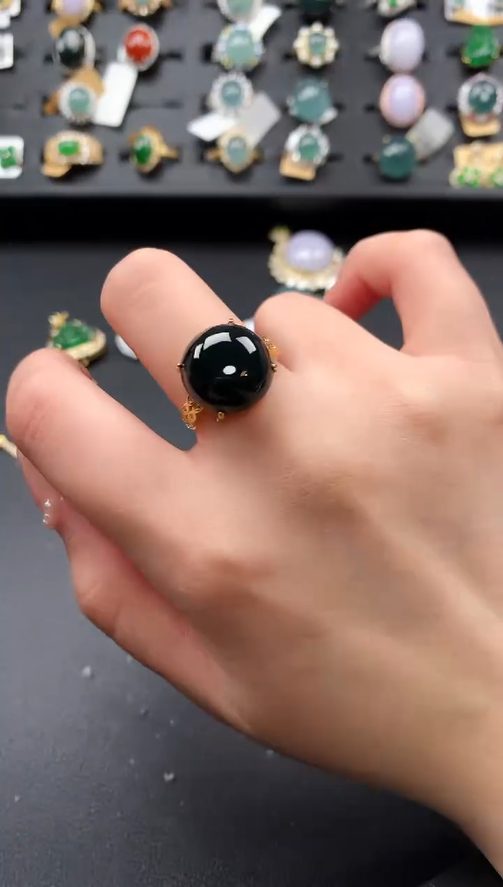 【闪购商品】翡翠戒指银S925镶嵌52141