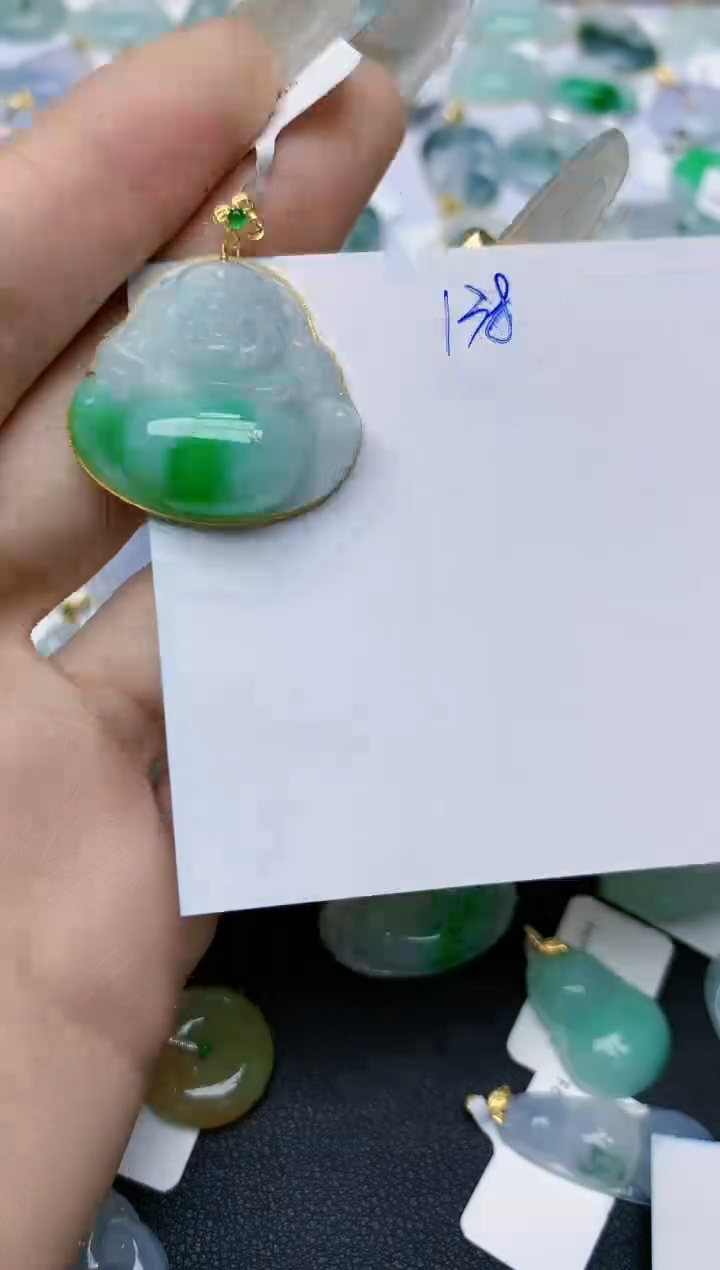 【闪购商品】翡翠颈饰18K金镶嵌天然翡翠A货