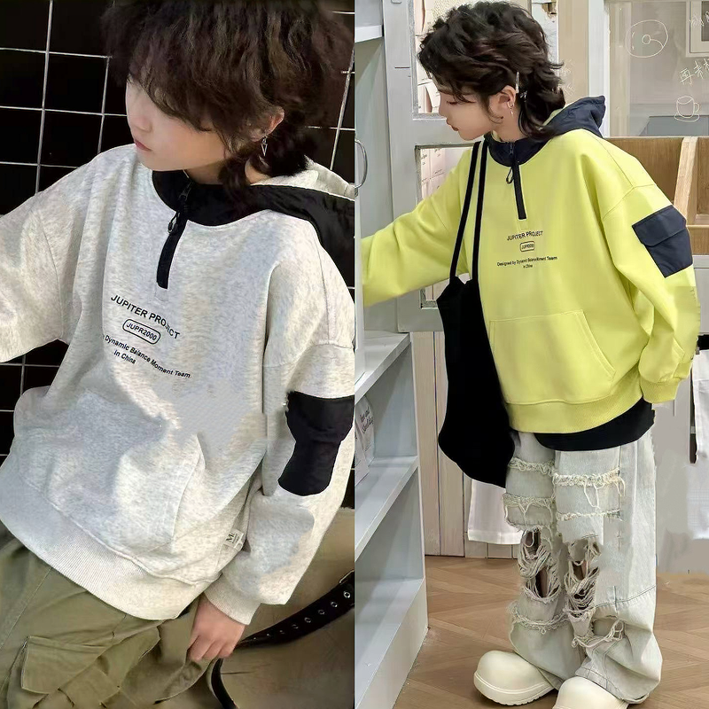 儿童卫衣春秋装2025新款男童帅气连帽卫衣小中大童外套韩版上衣酷