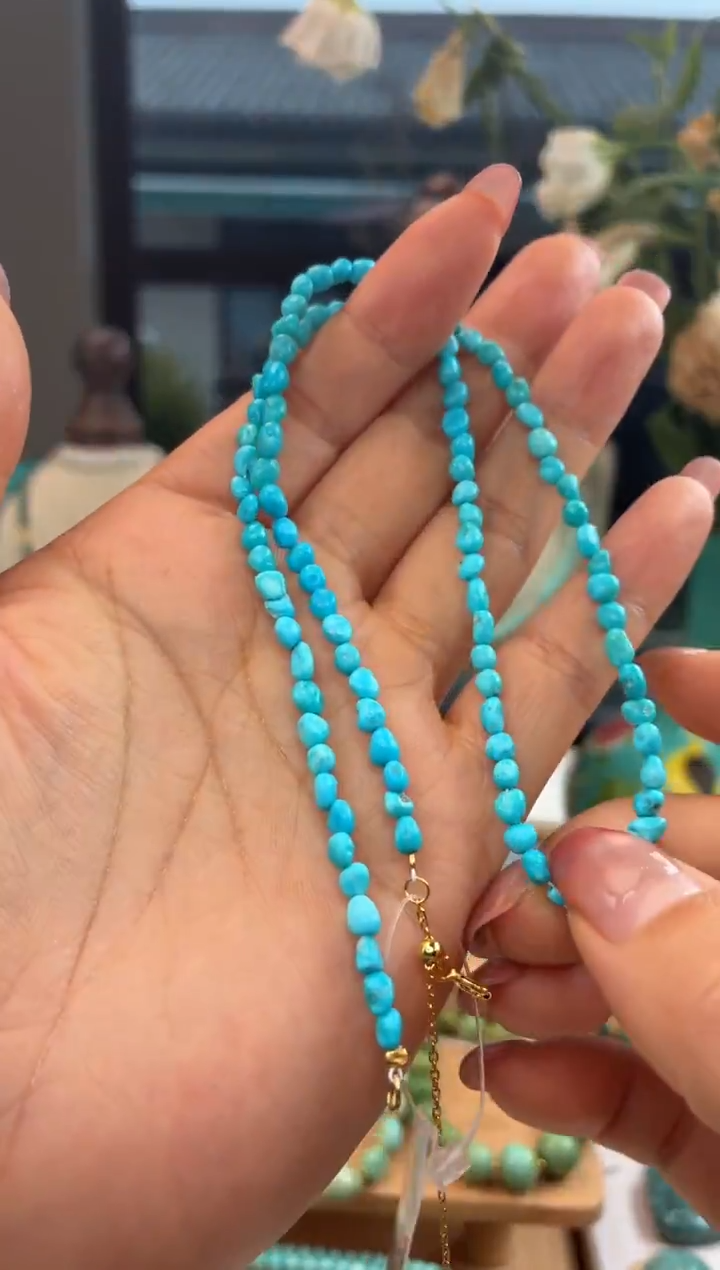 银S925镀金镶嵌绿松石项链1