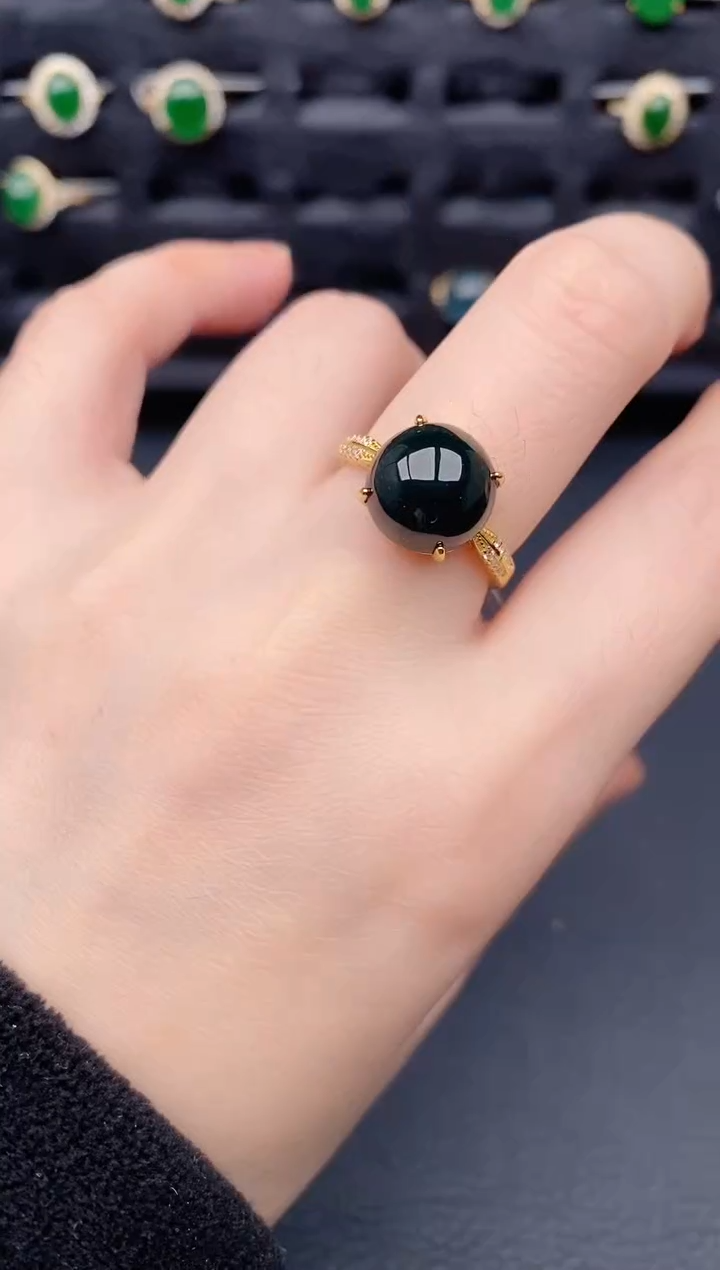 银S925镶嵌戒指翡翠天然a货翡翠173