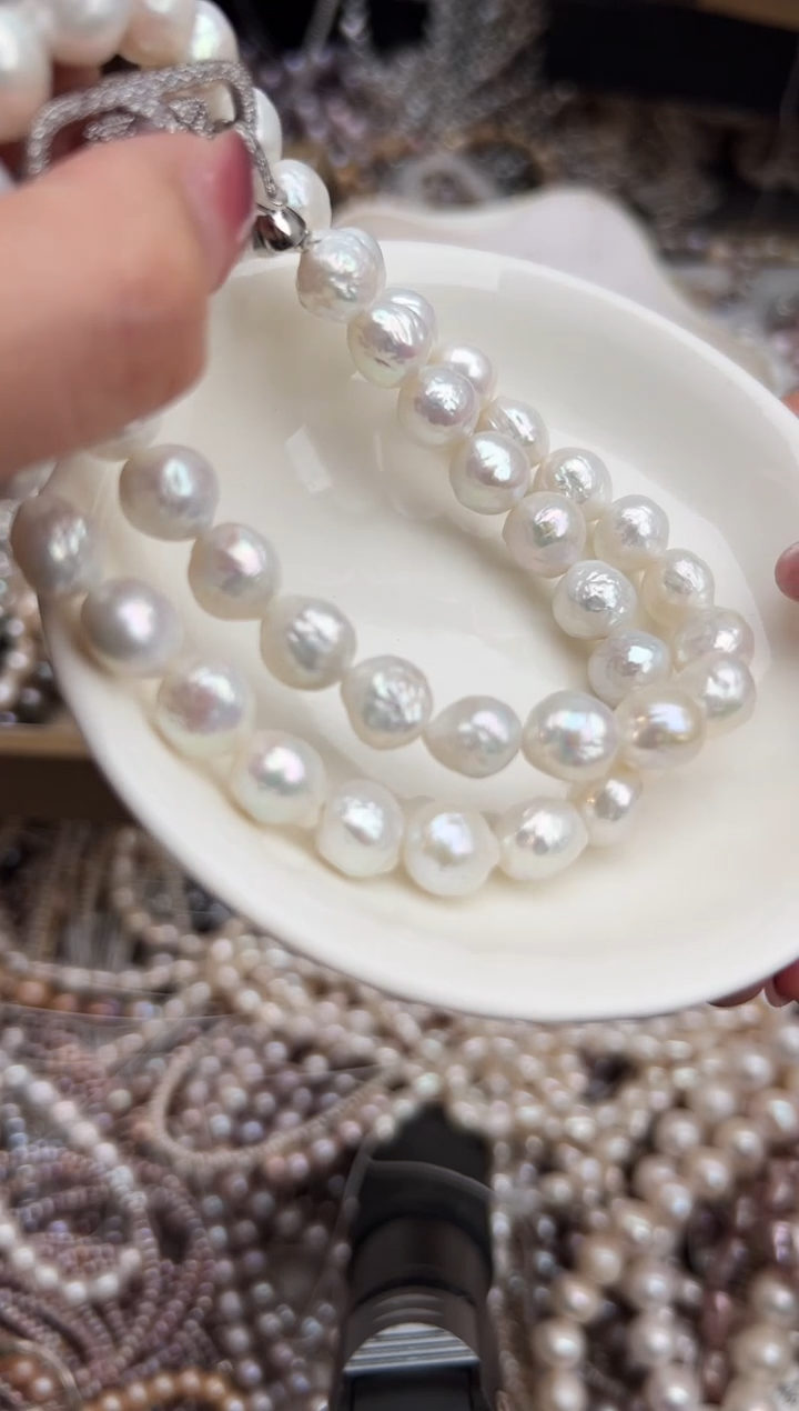 未镶嵌44淡水珍珠巴洛克*强光珍珠项链9mm左右