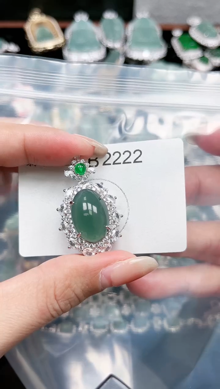 【闪购商品】翡翠颈饰未镶嵌赠皮绳2222