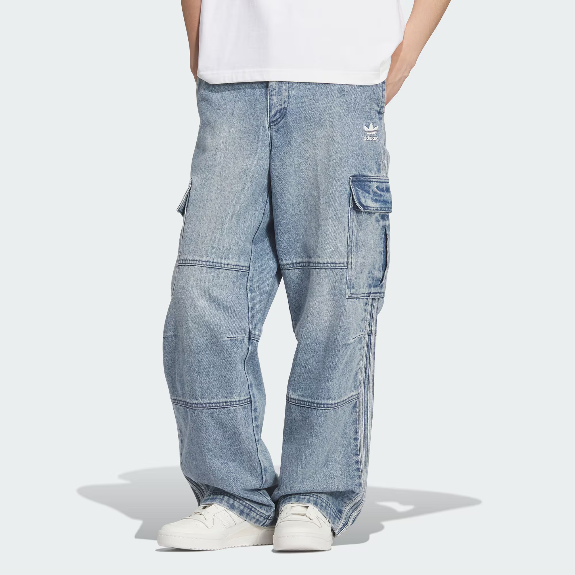 adidas/阿迪达斯三叶草复古街头风牛仔工装宽松运动裤 KS5980