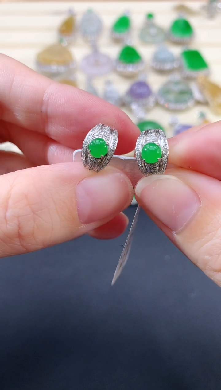 翡翠18K金镶嵌耳饰|5800