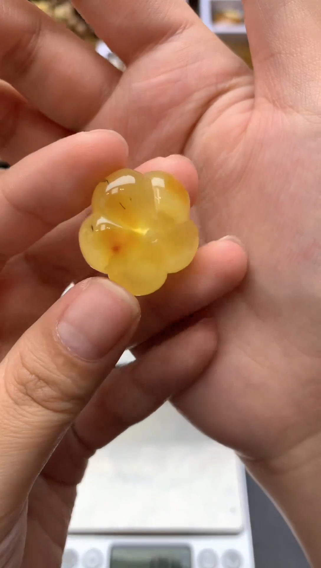 【闪购商品】琥珀珠宝奇石未镶嵌017琥珀蜜蜡花粉有纹小坑介意勿拍