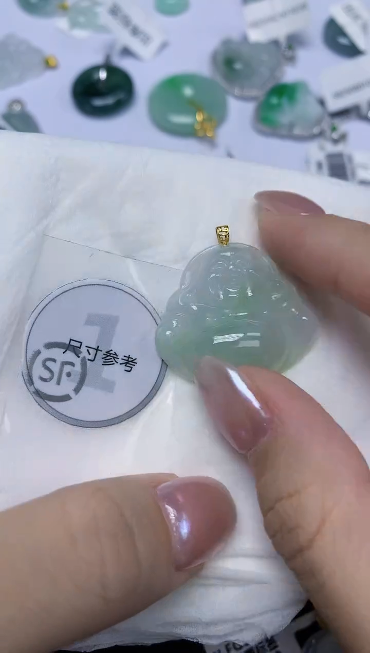 翡翠18K金镶嵌颈饰天然缅甸翡翠A货百元以上9元证书费自理