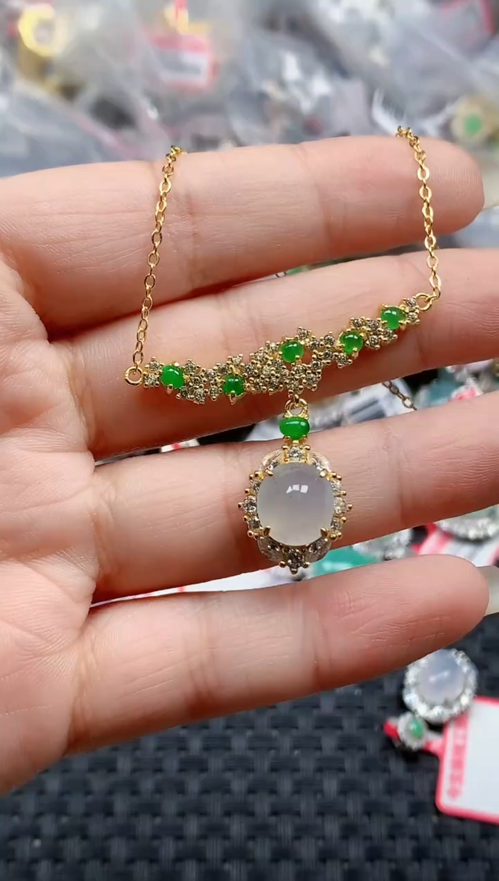 银S925镶嵌戒指翡翠天然A货缅甸翡翠