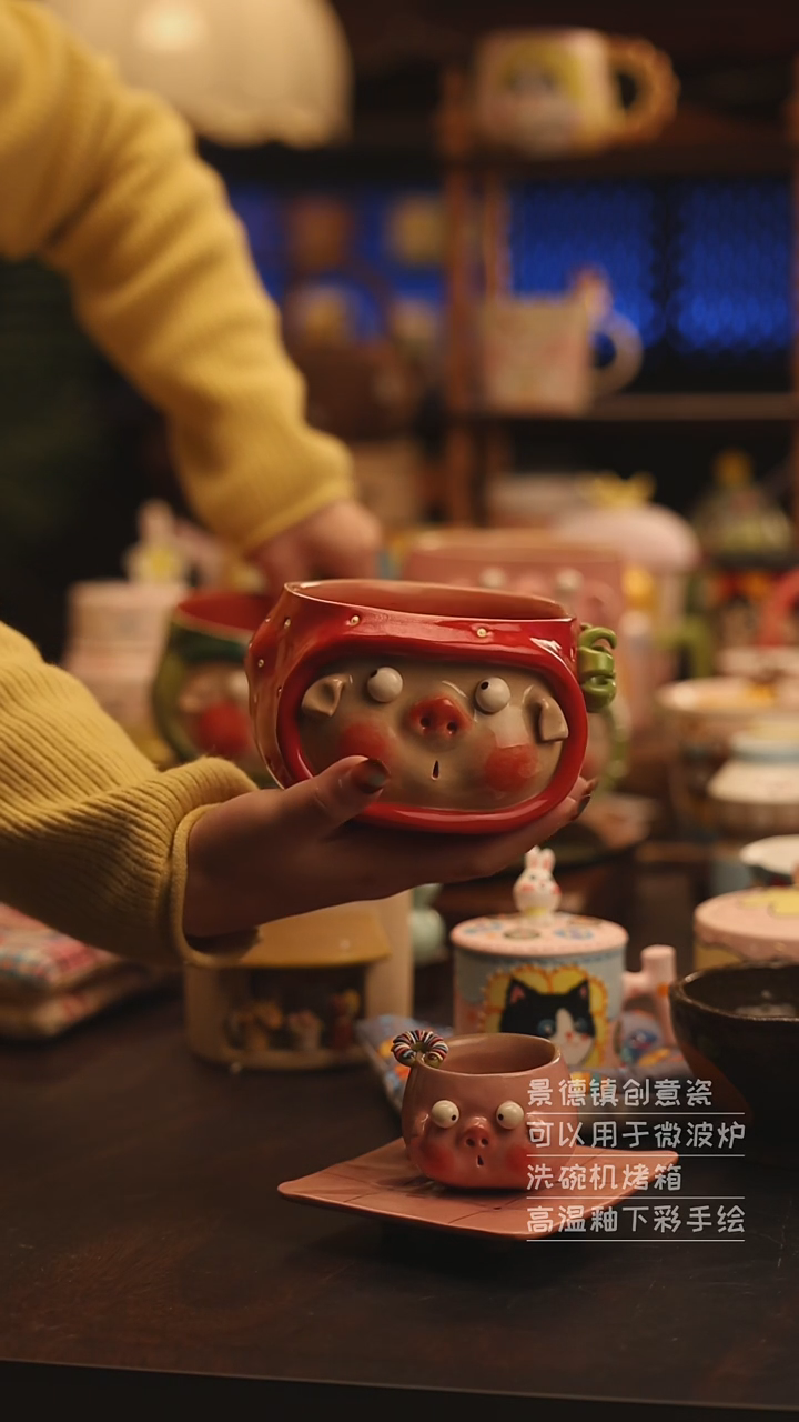 陶瓷景德镇可爱陶瓷釉下彩绘设计师款