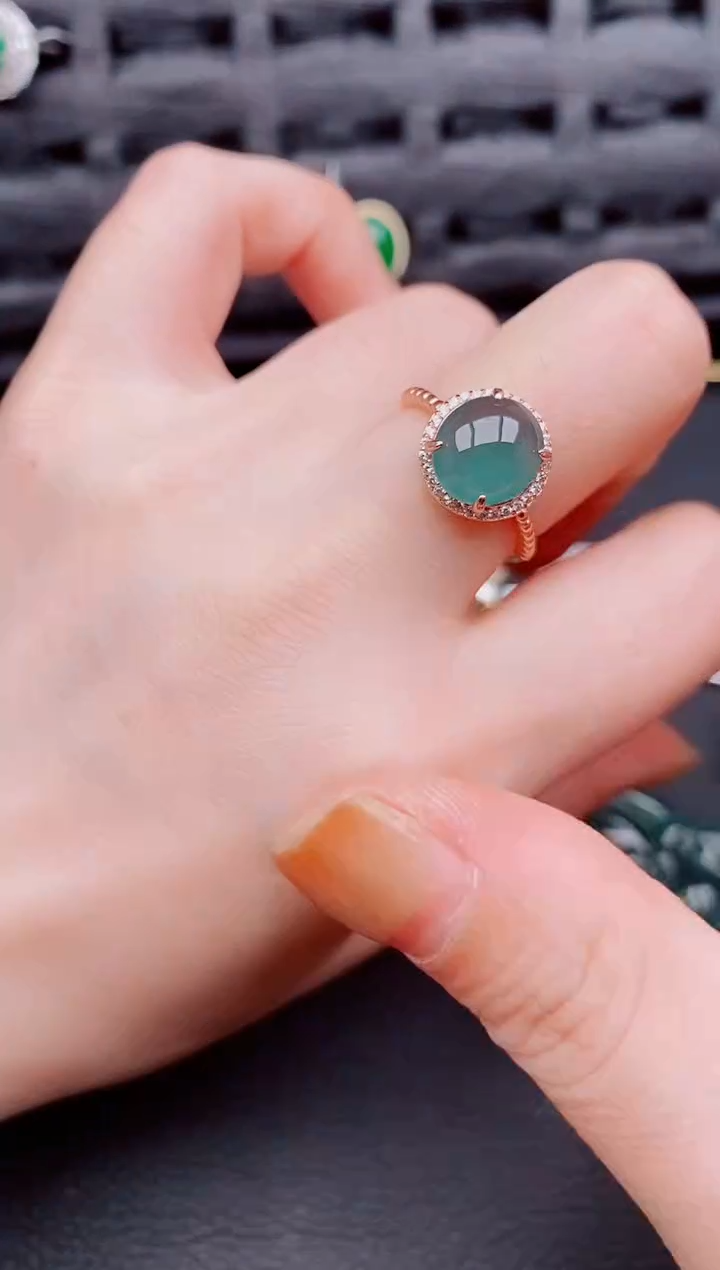 【闪购商品】翡翠戒指银S925镶嵌天然a货翡翠715