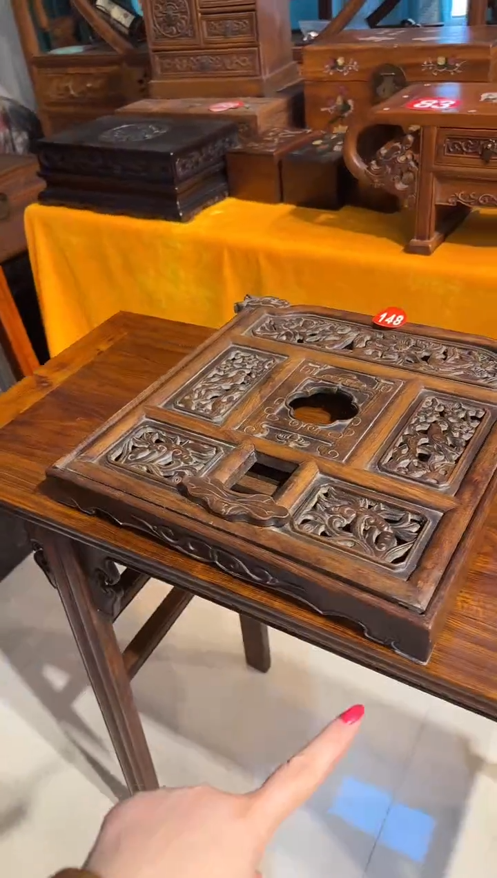 【闪购商品】木木艺黄花梨雕刻喜鹊登梅书架698.888