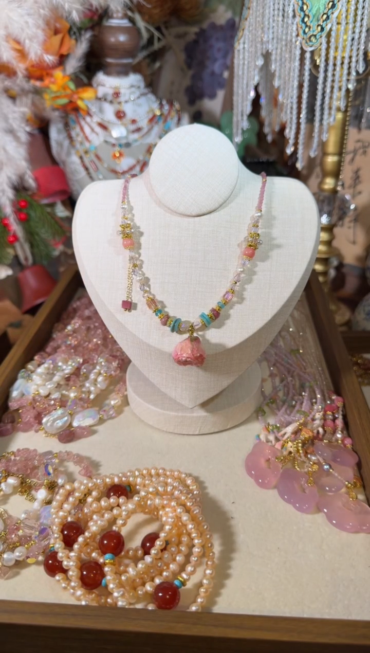 项链未镶嵌尖晶石粉玫瑰 017