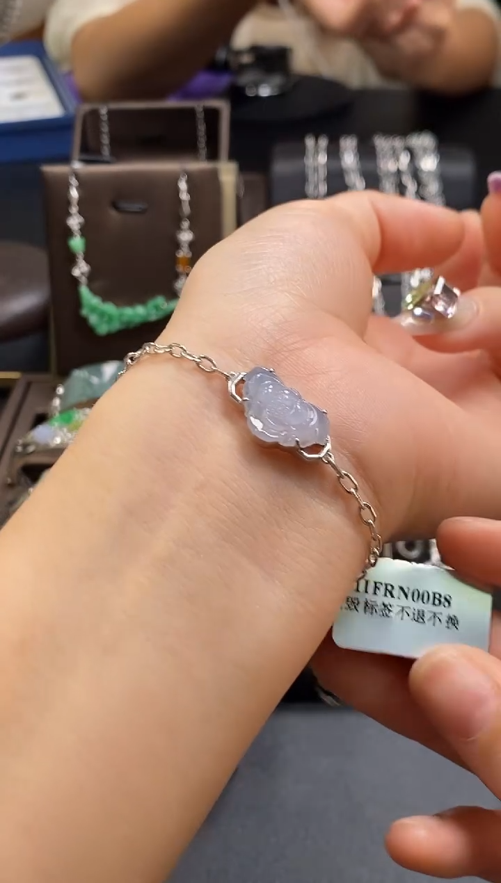 颈饰银S925镶嵌翡翠净货16869