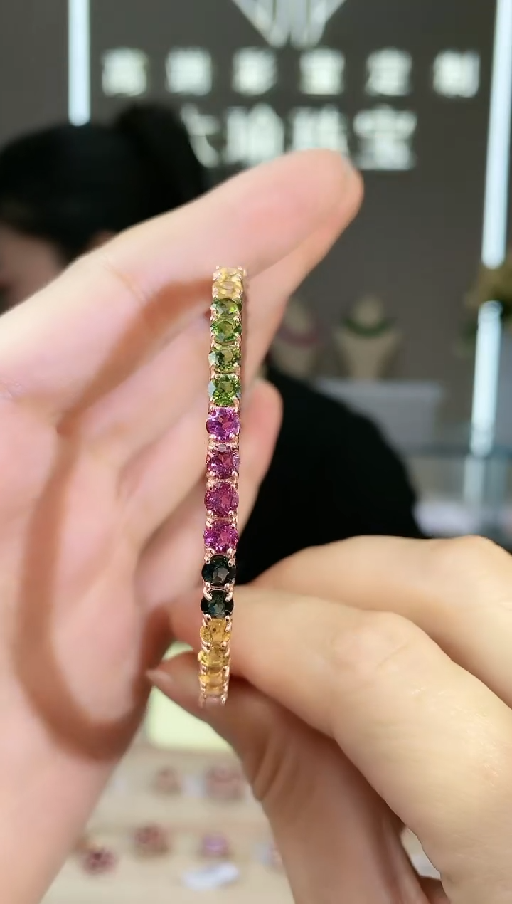 【闪购商品】碧玺手镯银S925镶嵌手镯