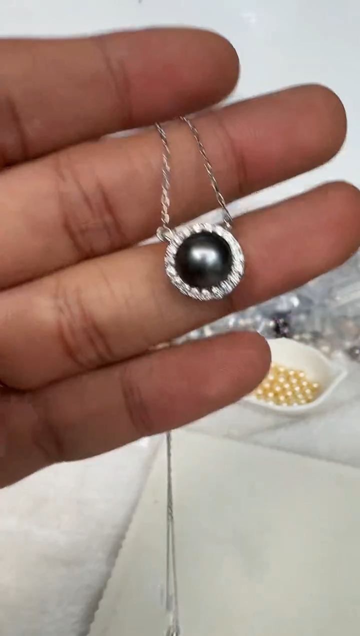 颈饰银S925镶嵌海水珍珠套链