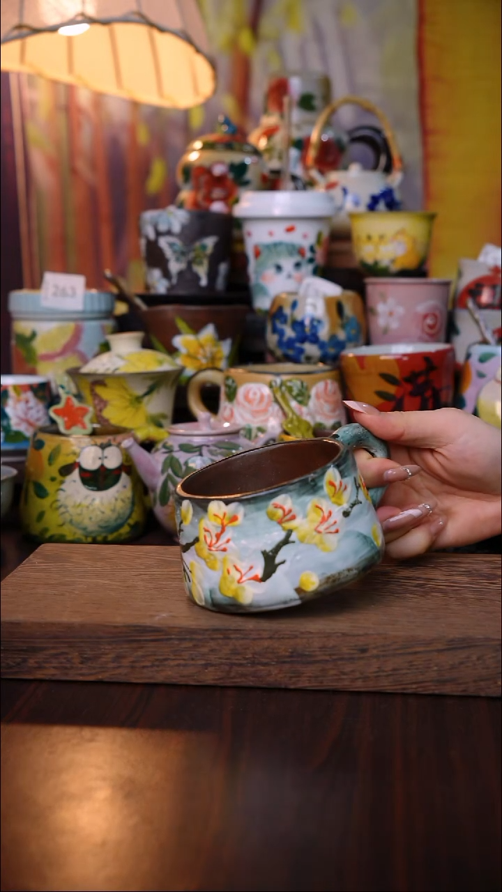 杯子陶泥垚手作 景德镇手工手绘陶瓷器物