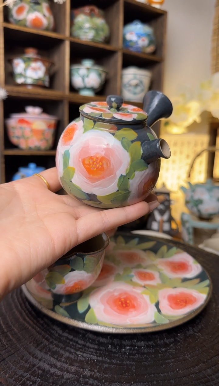 【闪购商品】石一暗夜玫瑰侧把壶