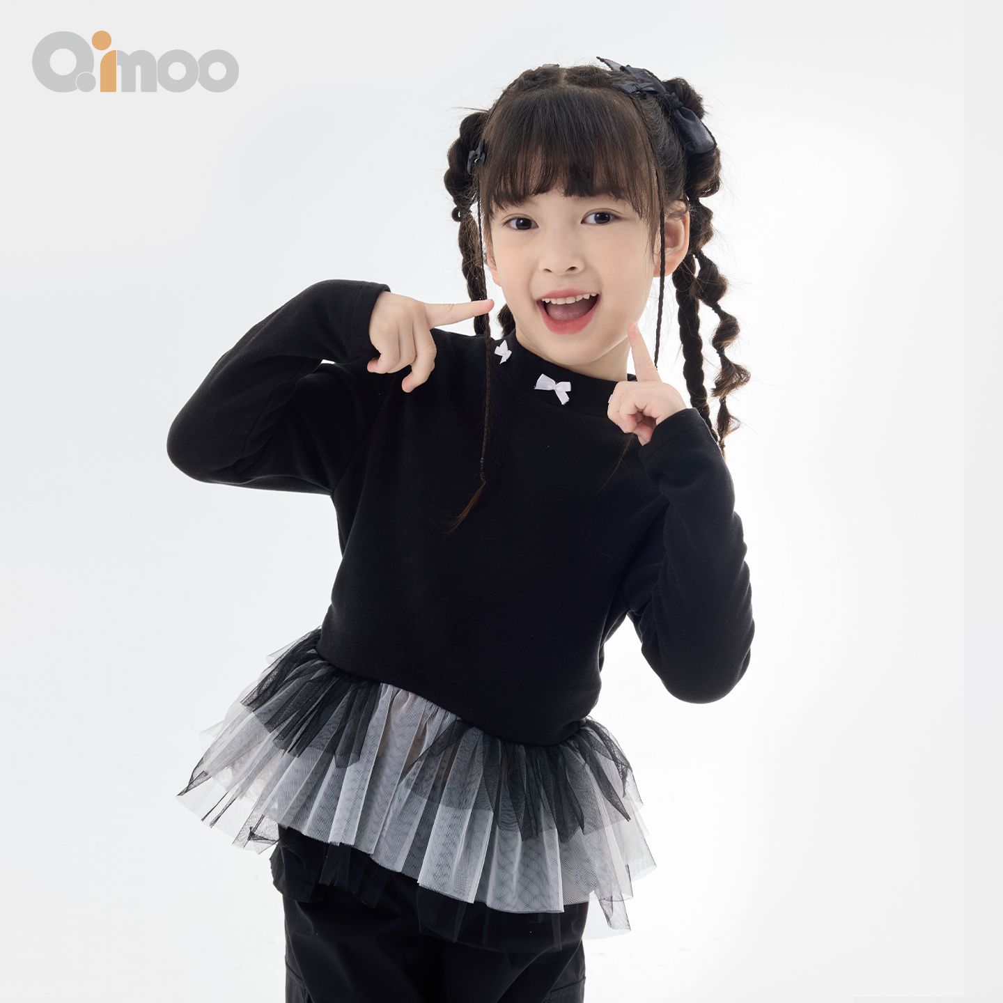 Qimoo淇木25冬季女童洋气长袖半高领打底衫套头衫QSS4TP835P