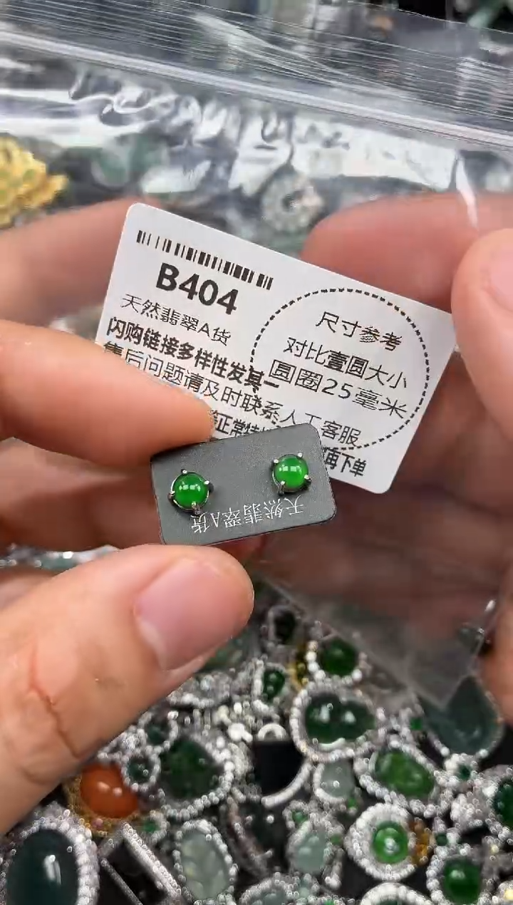 颈饰未镶嵌翡翠B404耳钉