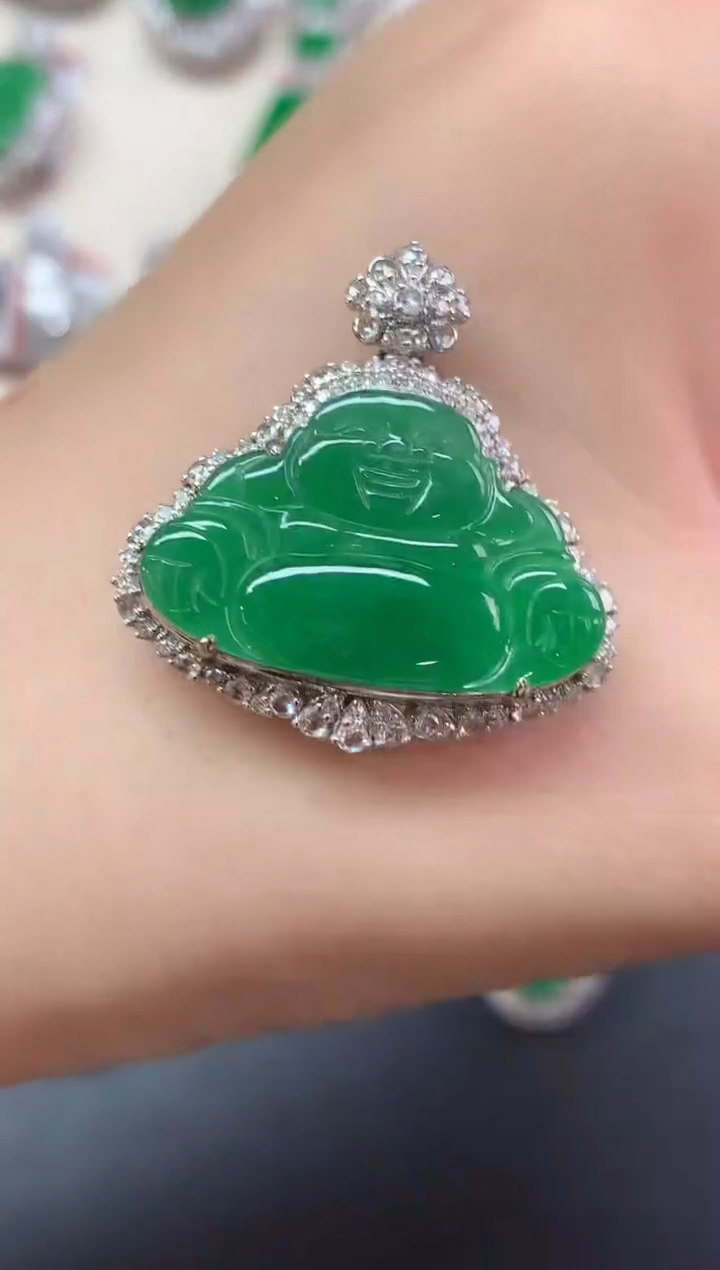 翡翠18K金镶嵌吊坠(不含链)吊坠|13800