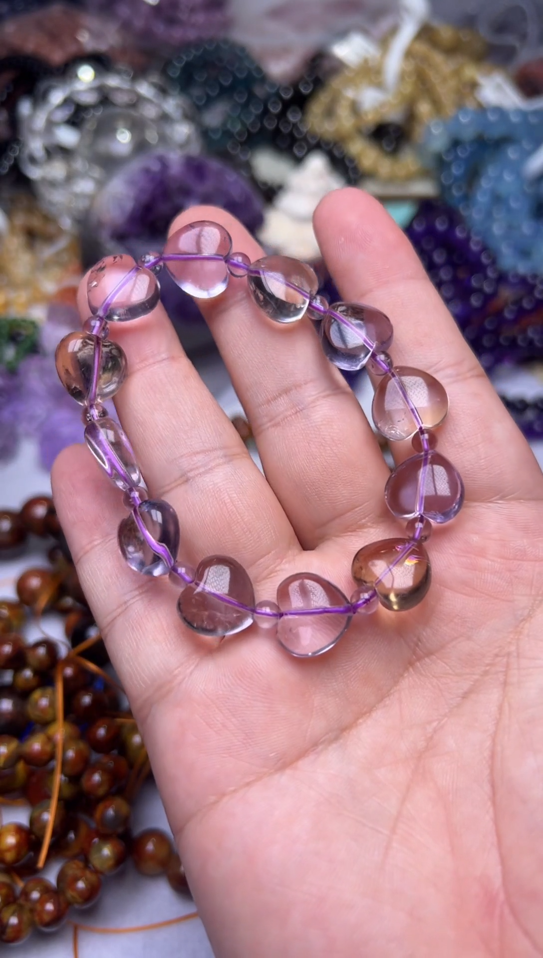 【闪购商品】水晶手链未镶嵌爱心紫黄