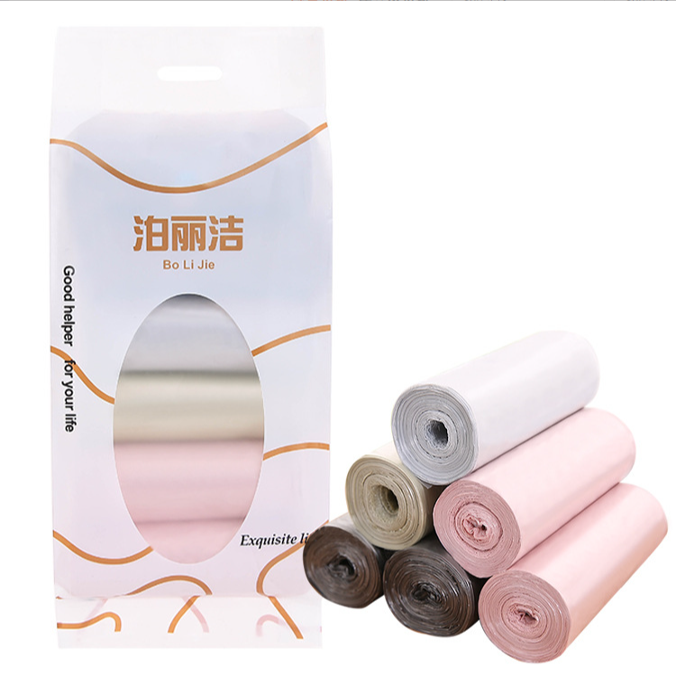 6卷装120只加厚素色垃圾袋 新料彩色厨房卫生间家用塑料袋大号