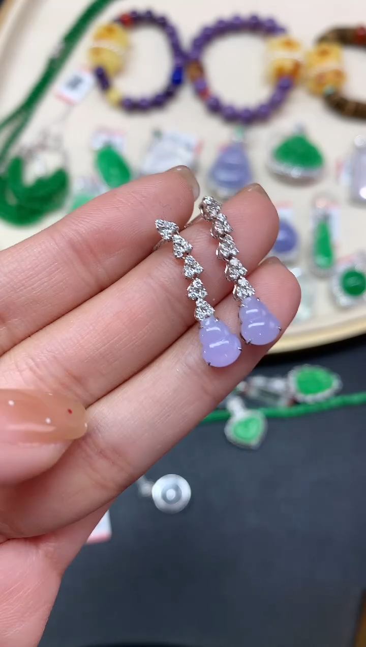 【闪购商品】翡翠耳饰18K金镶嵌耳饰A229|9800