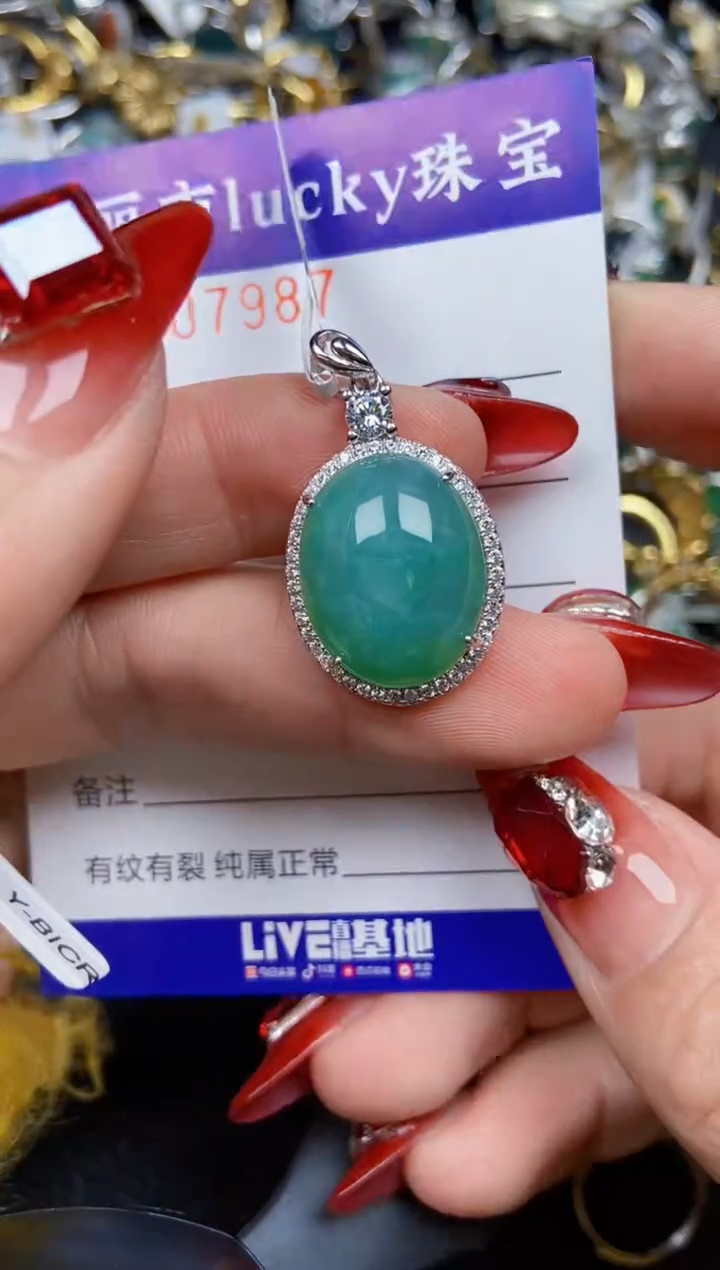 【闪购商品】翡翠颈饰银S925镶嵌7987