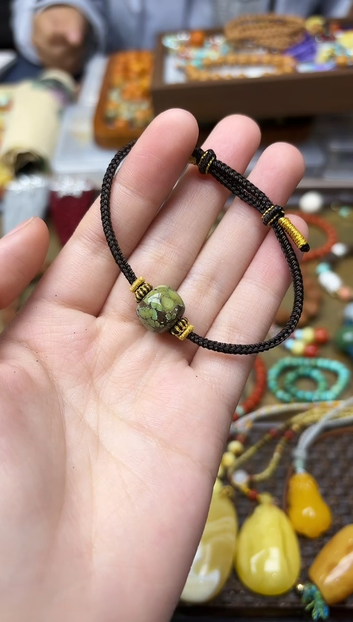 未镶嵌绿松石挂件松石单珠手绳GW