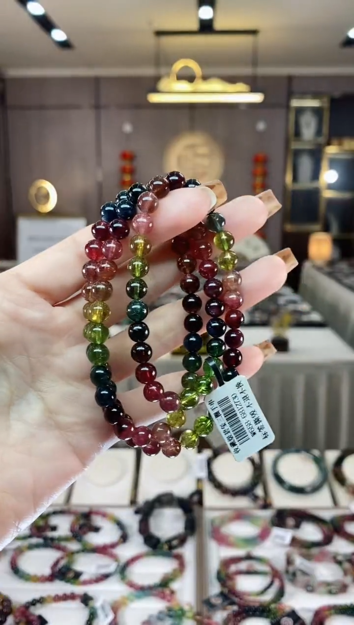 【闪购商品】碧玺三圈手串6mm+未镶嵌一物一证dan