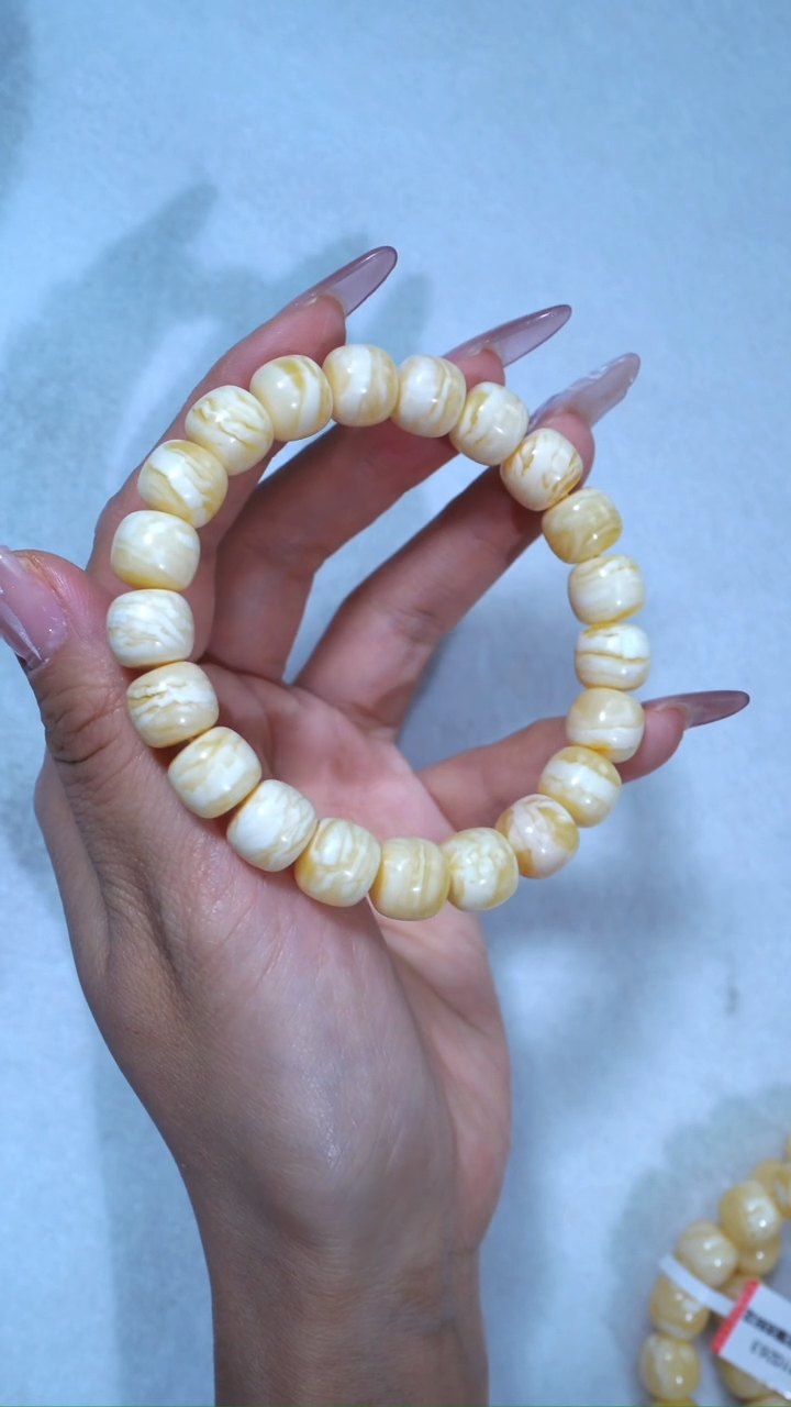 【闪购商品】蜜蜡手链未镶嵌典藏级11.3mm瓷白浓蜡虎皮千层