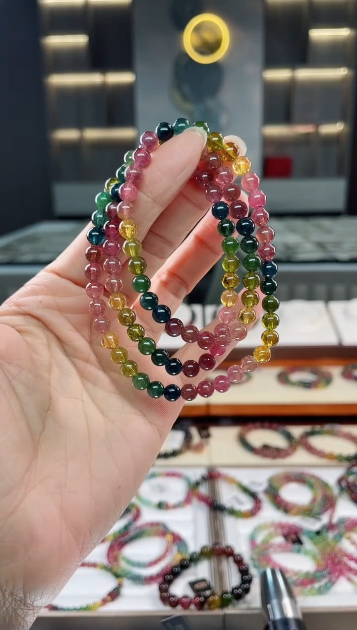 未镶嵌老矿碧玺三圈手串5mm+碧玺（多样性发一条）Q