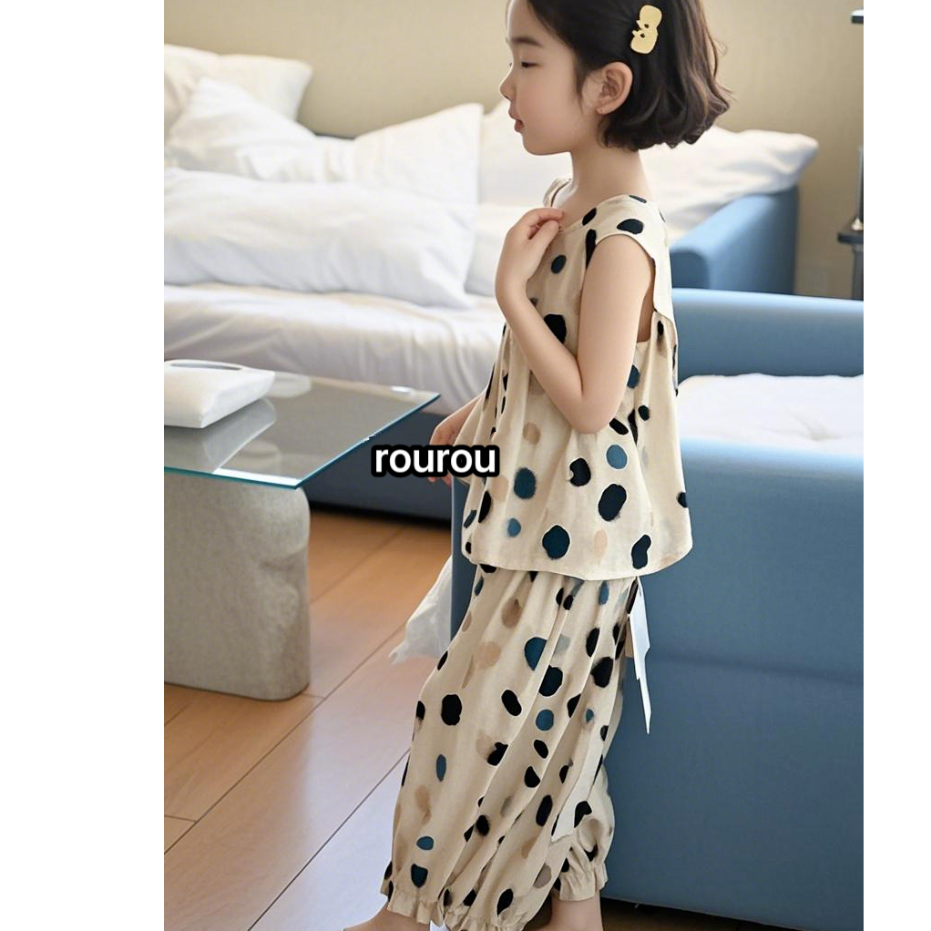 肉肉家-【夏日baby设计师裙子】女童夏季甜心法式连衣裙·甜美两件套