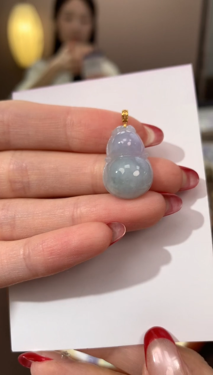 【闪购商品】翡翠颈饰18K金镶嵌天然缅甸a货翡翠