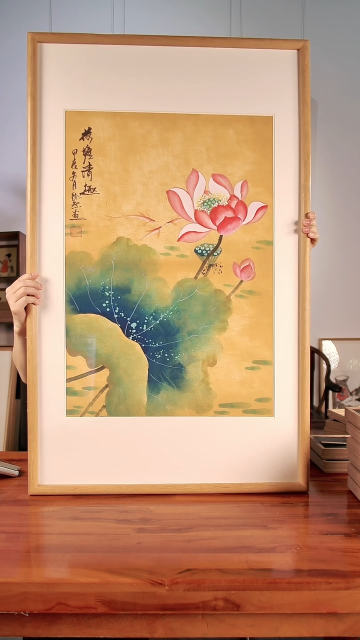 国画荷塘清趣100*60cm装饰画国画