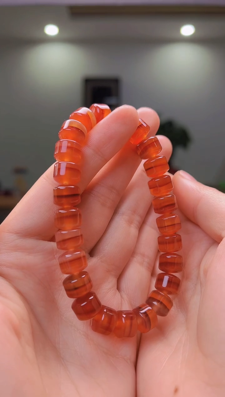 玛瑙/玉髓手串未镶嵌一线红药师手串