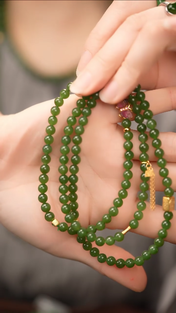 【闪购商品】和田玉（碧玉）项链银S925镶嵌±6mm和田玉碧玉项链