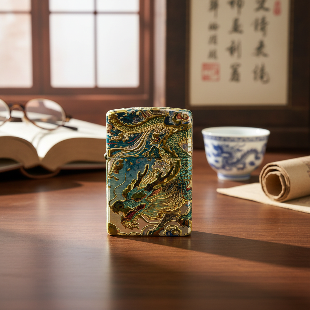 3D上古神兽青龙白虎砂轮打火机【全新机无煤-油】