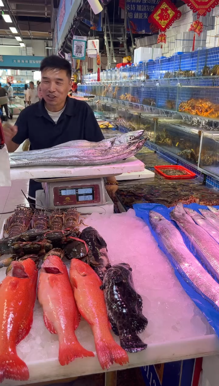 中国大陆孤*3条新鲜渤海刀，16斤