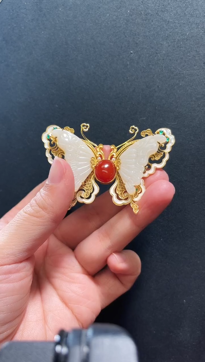 【闪购商品】和田玉胸针银S925镶嵌支持48小时鉴赏