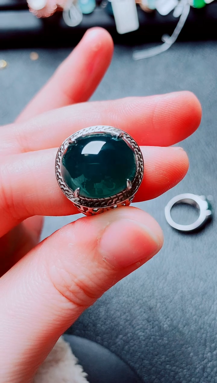 银S925镶嵌戒指翡翠111
