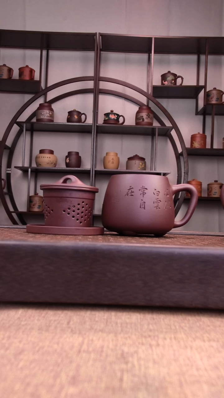 茶杯紫砂新品体验款底槽清石瓢刻绘四件套400-450CC容量