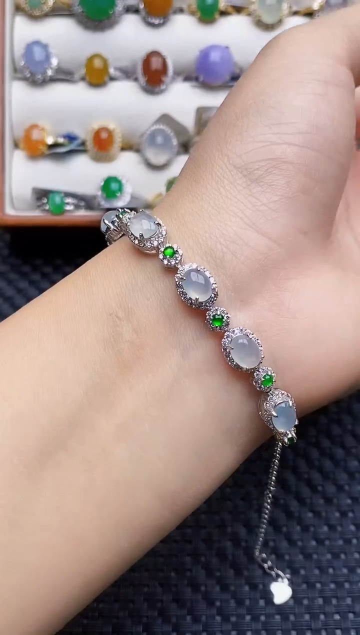 银S925镶嵌戒指翡翠0157