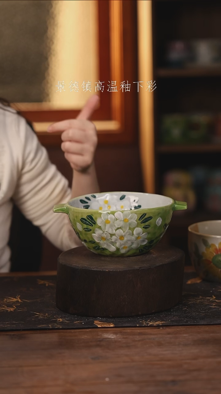 陶瓷景德镇高温釉下手绘陶瓷@L300@