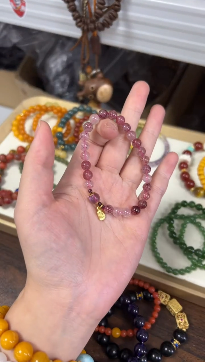 水晶手链未镶嵌孤品金草莓水晶手链[1570]