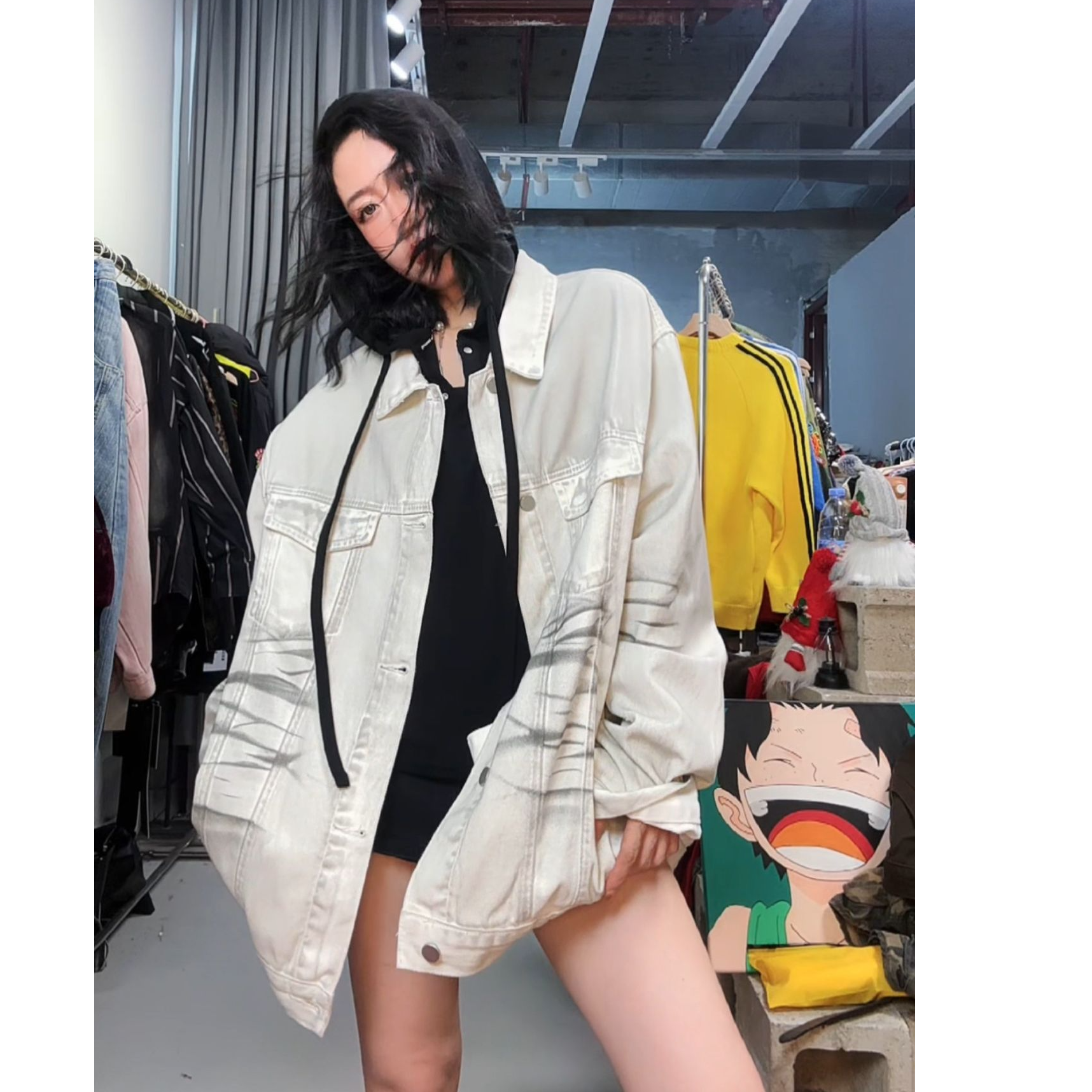 奇奇家 粉丝福利 INSS做旧白色牛仔大外套